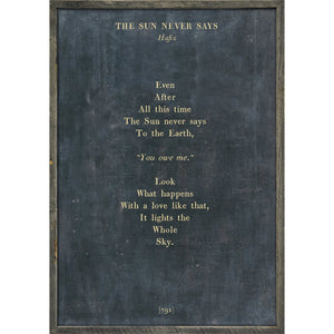 The Sun Never Says - Poetry Collection Art Print-Art Print-17" x 25"-Charcoal-Grey Wood Frame-Jack and Jill Boutique
