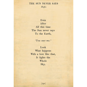 The Sun Never Says - Poetry Collection Art Print-Art Print-17" x 25"-Cream-Gallery Wrap-Jack and Jill Boutique