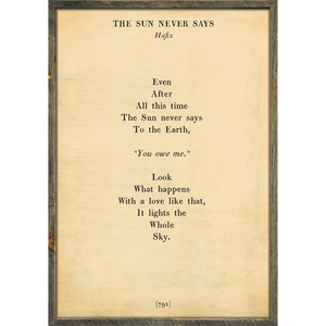 The Sun Never Says - Poetry Collection Art Print-Art Print-17" x 25"-Cream-Grey Wood Frame-Jack and Jill Boutique