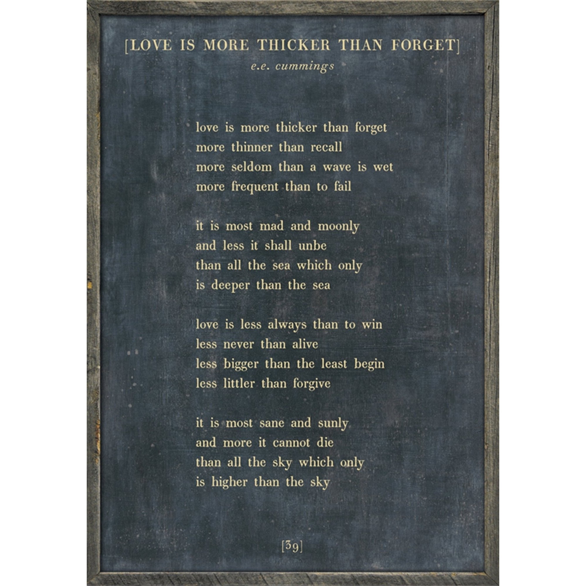 Love is More Thicker - Poetry Collection Art Print-Art Print-17" x 25"-Charcoal-Grey Wood Frame-Jack and Jill Boutique