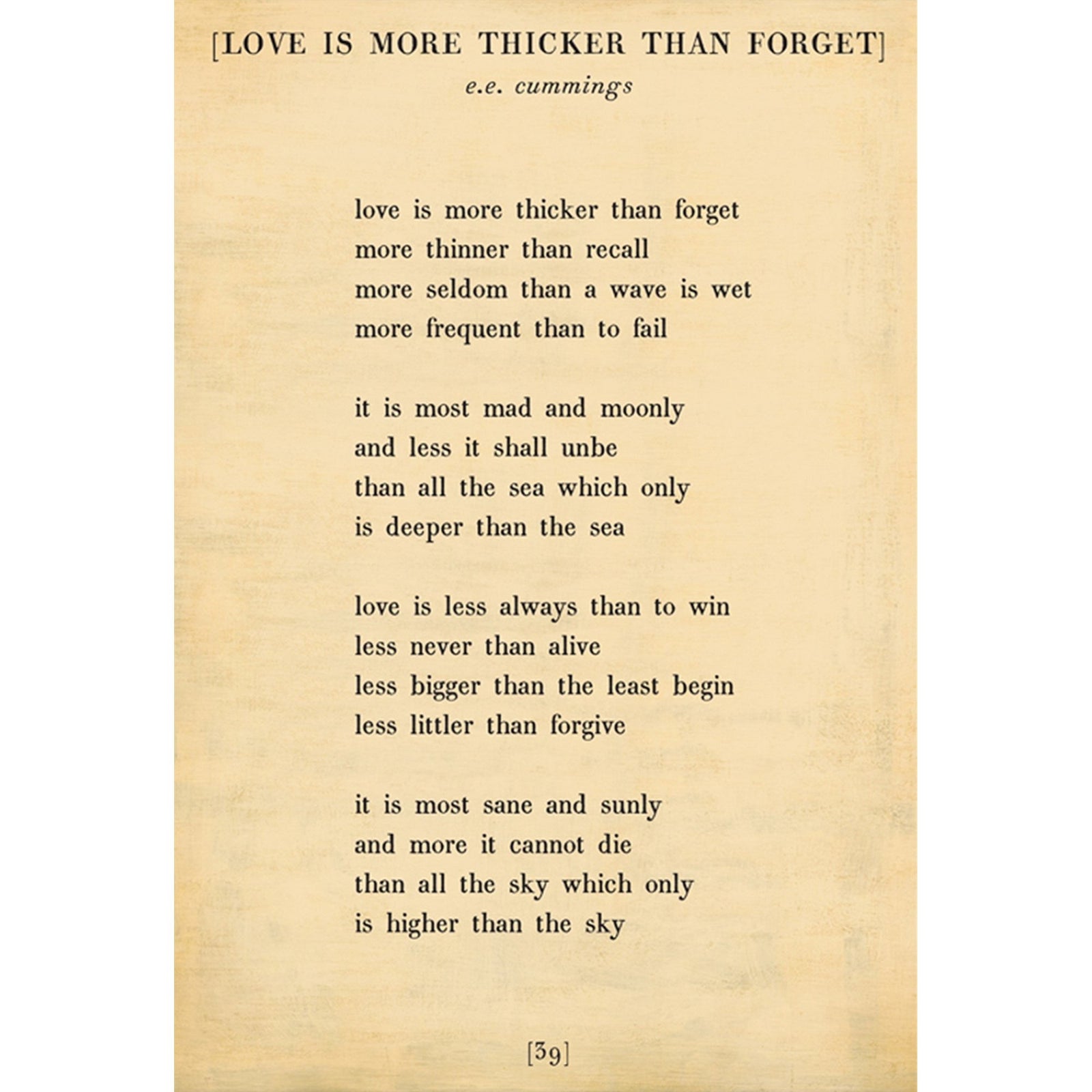 Love is More Thicker - Poetry Collection Art Print-Art Print-17" x 25"-Cream-Gallery Wrap-Jack and Jill Boutique