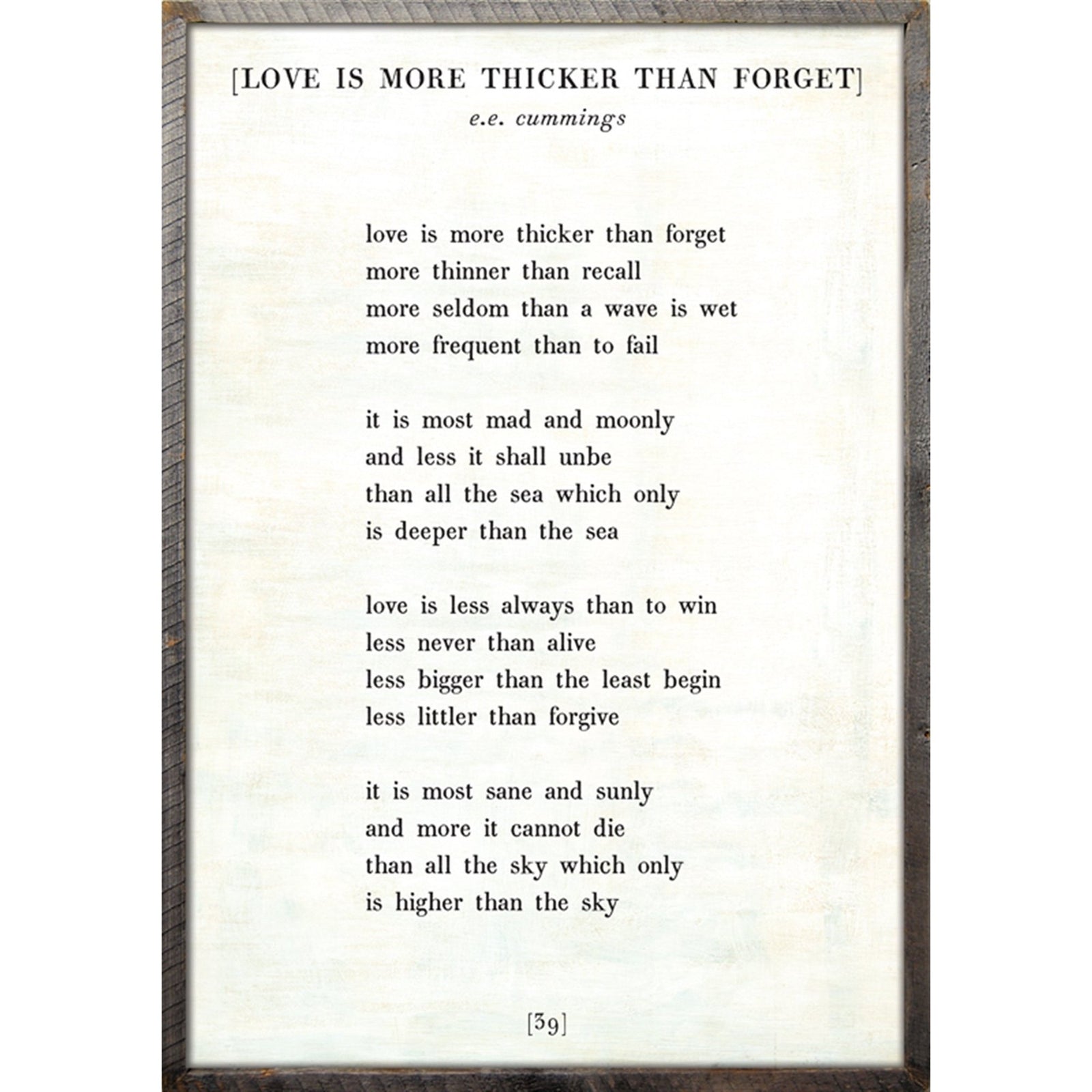 Love is More Thicker - Poetry Collection Art Print-Art Print-17" x 25"-White-Grey Wood Frame-Jack and Jill Boutique