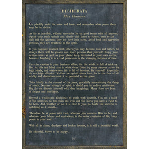 Desiderata - Poetry Collection Art Print-Art Print-17" x 25"-Charcoal-Grey Wood Frame-Jack and Jill Boutique