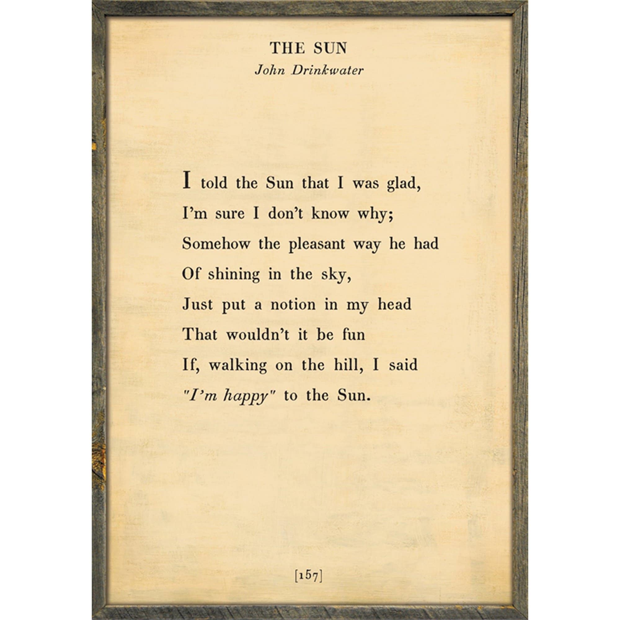 The Sun - Poetry Collection Art Print-Art Print-17" x 25"-Cream-Grey Wood Frame-Jack and Jill Boutique
