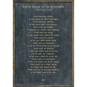 Earth Teach Me to Remember- Poetry Collection Art Print-Art Print-17" x 25"-Charcoal-Grey Wood Frame-Jack and Jill Boutique