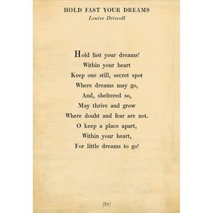 Hold Fast Your Dreams - Poetry Collection Art Print-Art Print-17" x 25"-Cream-Gallery Wrap-Jack and Jill Boutique