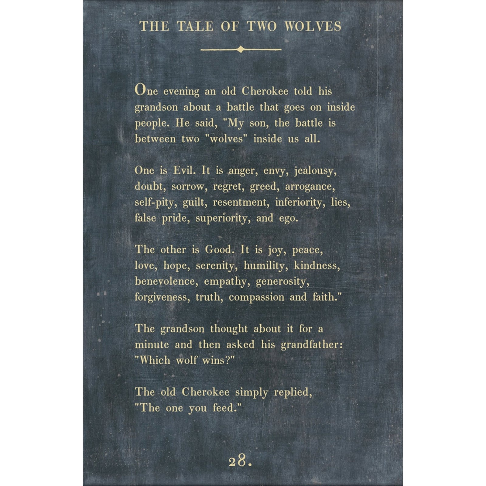 The Tale of Two Wolves - Book Collection Art Print-Art Print-17" x 25"-Charcoal-Gallery Wrap-Jack and Jill Boutique