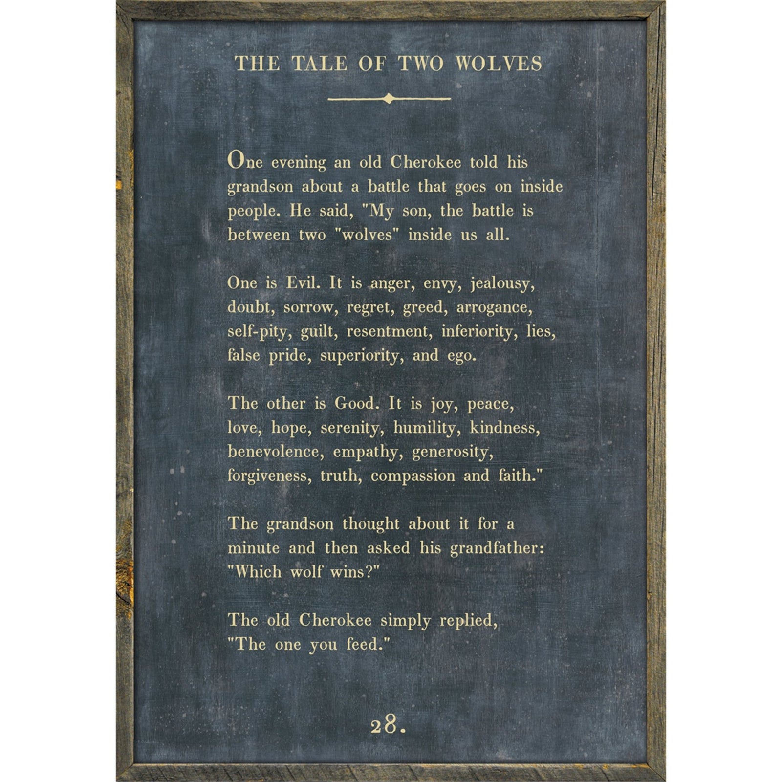 The Tale of Two Wolves - Book Collection Art Print-Art Print-17" x 25"-Charcoal-Grey Wood Frame-Jack and Jill Boutique