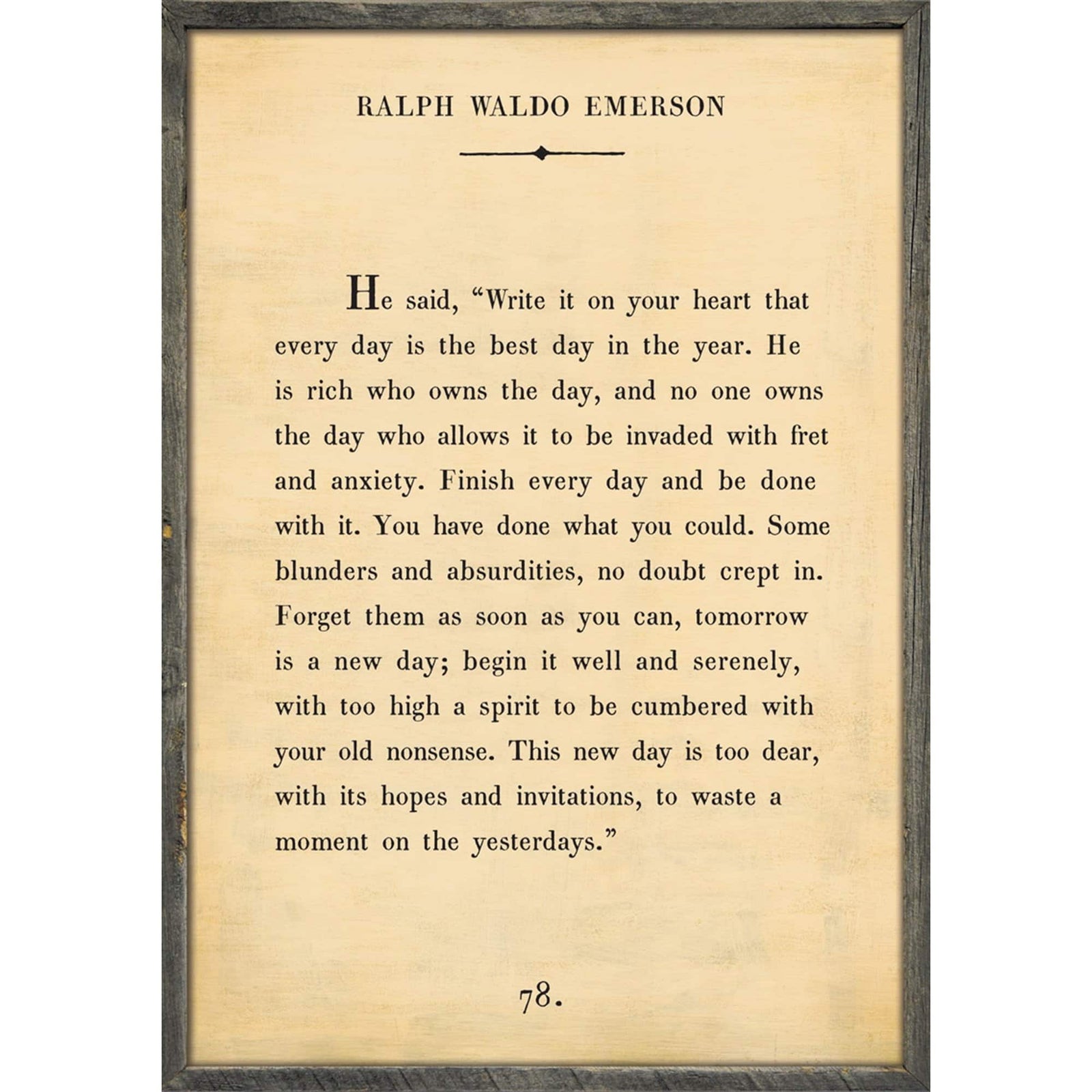 Ralph Waldo Emerson - Book Collection Art Print-Art Print-17" x 25"-Cream-Grey Wood Frame-Jack and Jill Boutique