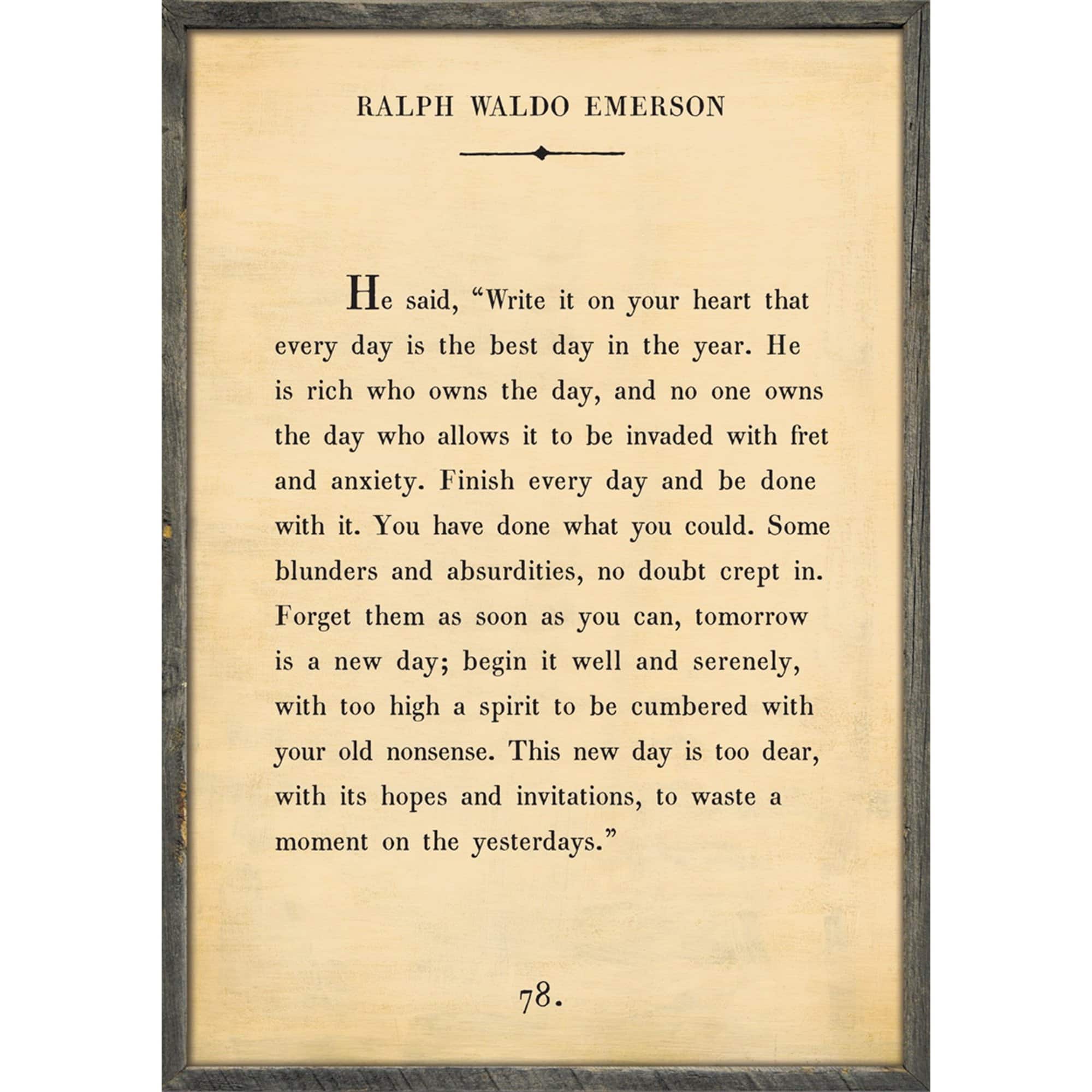 Ralph Waldo Emerson - Book Collection Art Print-Art Print-17" x 25"-Cream-Grey Wood Frame-Jack and Jill Boutique