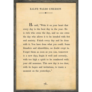 Ralph Waldo Emerson - Book Collection Art Print-Art Print-17" x 25"-Cream-Grey Wood Frame-Jack and Jill Boutique