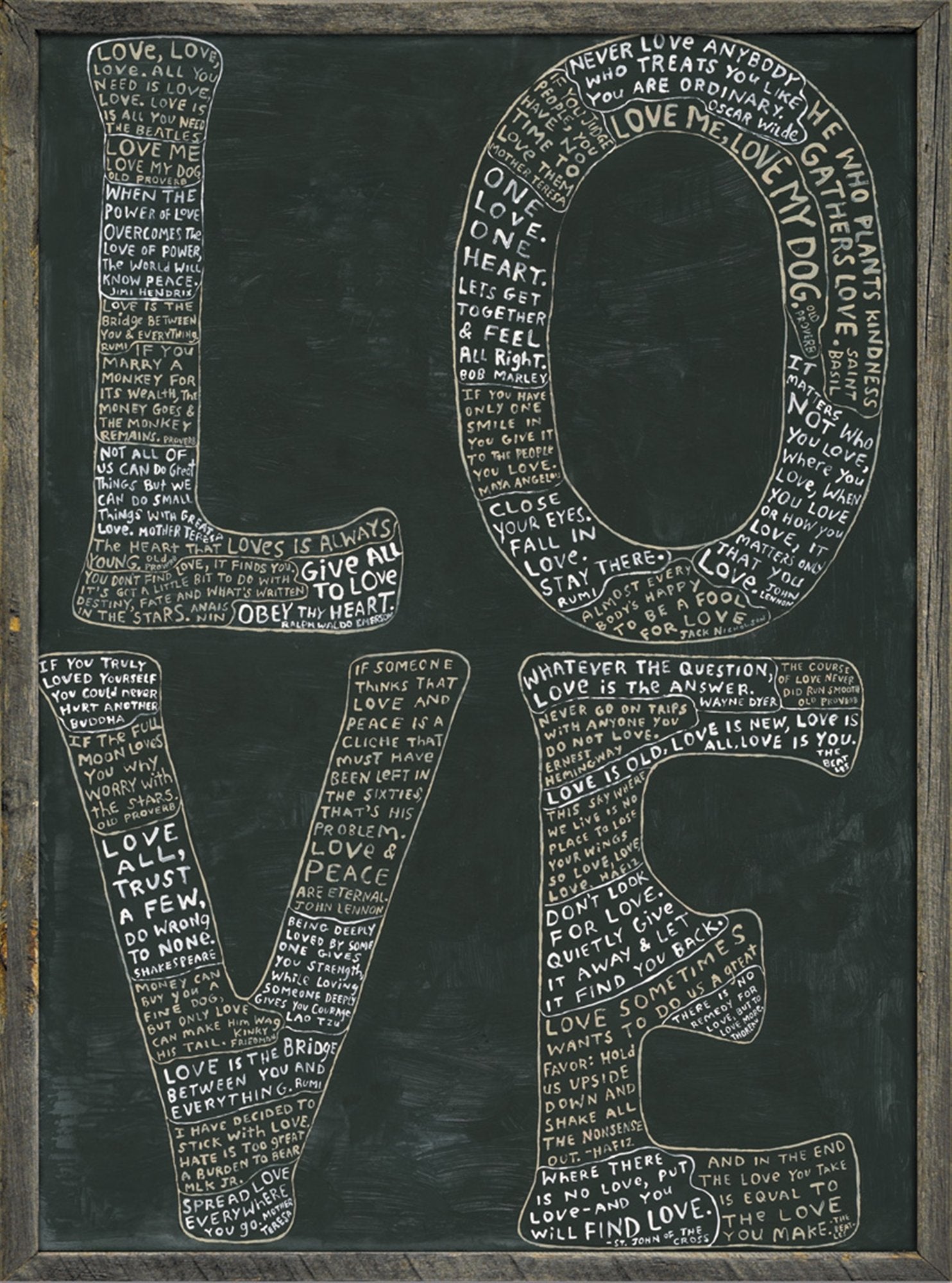 Art Print - L-O-V-E in White and Black-Art Print-﻿23" x 33.75"-Grey Wood Frame-Black-Jack and Jill Boutique
