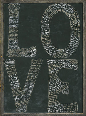 Art Print - L-O-V-E in White and Black-Art Print-33" x 44.75"-Grey Wood Frame-Black-Jack and Jill Boutique