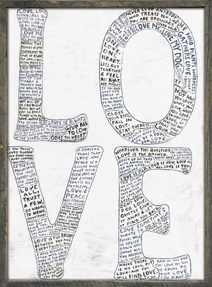 Art Print - L-O-V-E in White and Black-Art Print-﻿23" x 33.75"-Grey Wood Frame-White-Jack and Jill Boutique