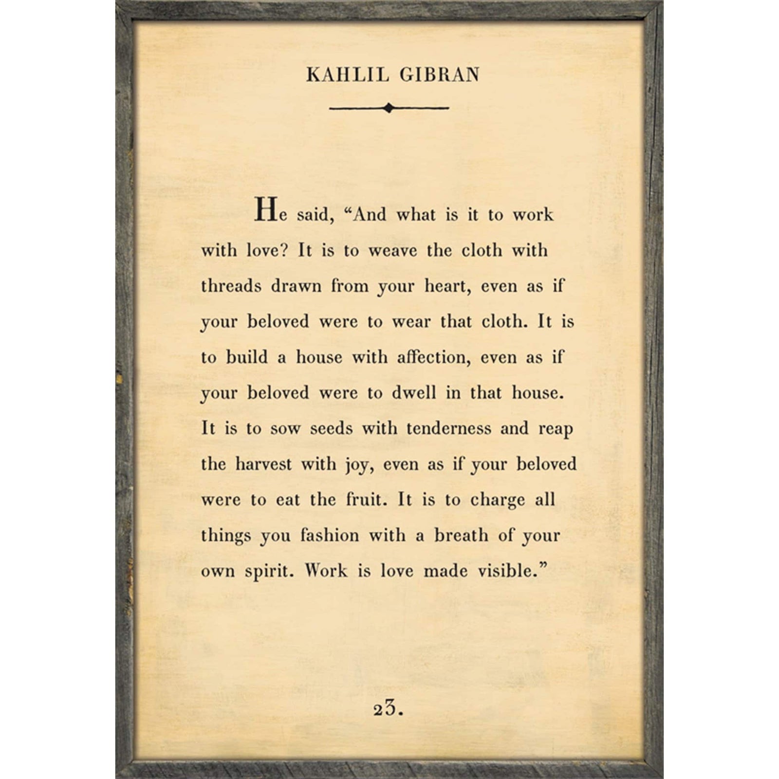 Kahlil Gibran - Book Collection Art Print-Art Print-17" x 25"-Cream-Grey Wood Frame-Jack and Jill Boutique