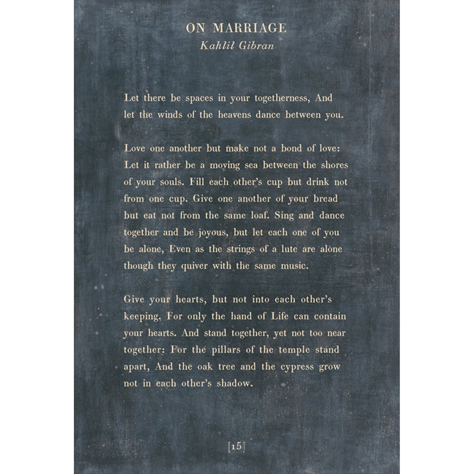 On Marriage - Poetry Collection Art Print-Art Print-17" x 25"-Charcoal-Gallery Wrap-Jack and Jill Boutique