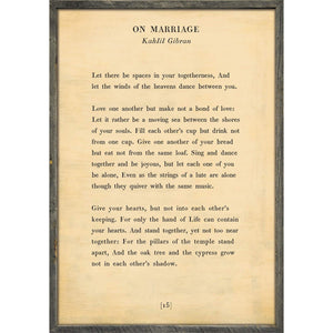 On Marriage - Poetry Collection Art Print-Art Print-17" x 25"-Cream-Grey Wood Frame-Jack and Jill Boutique