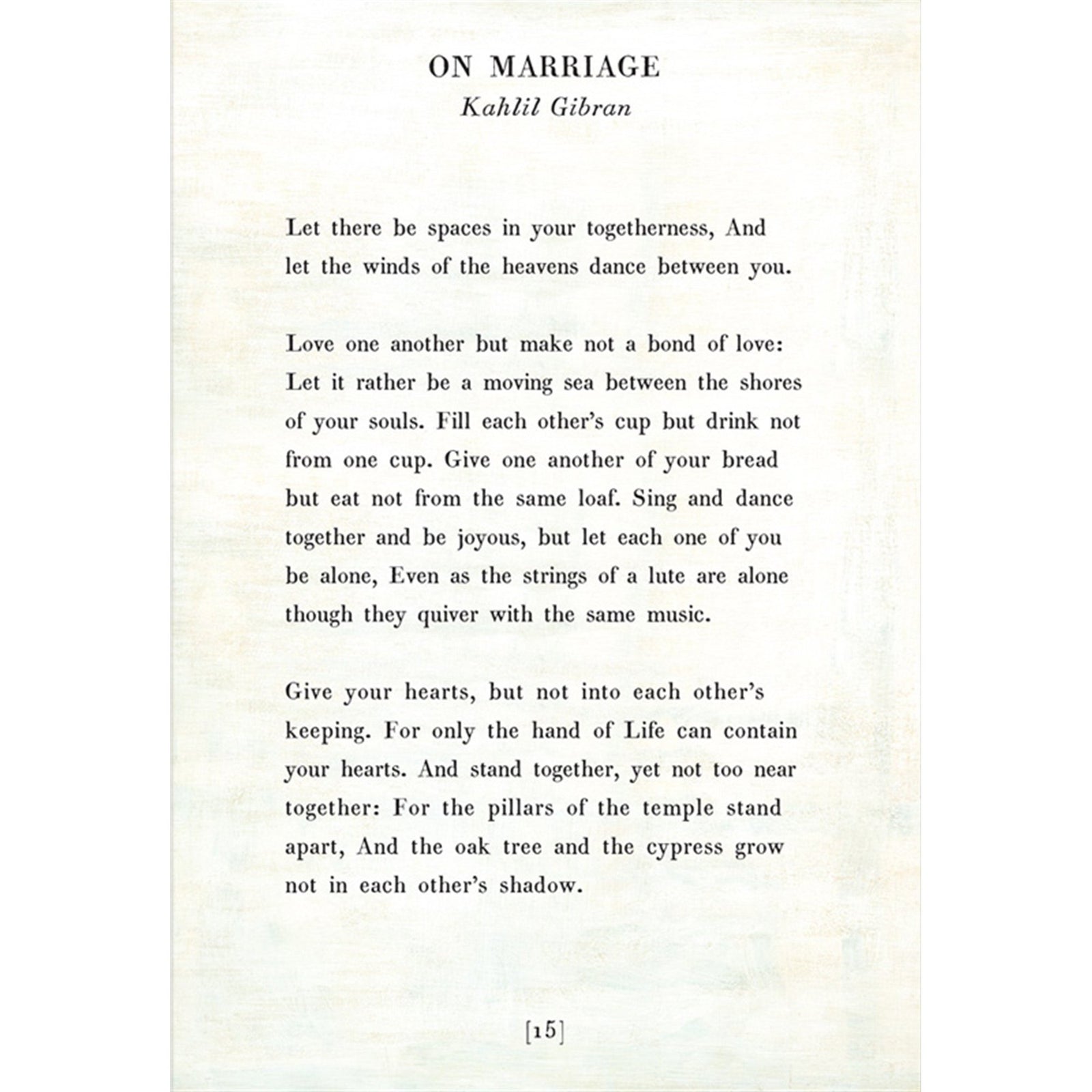 On Marriage - Poetry Collection Art Print-Art Print-17" x 25"-White-Gallery Wrap-Jack and Jill Boutique