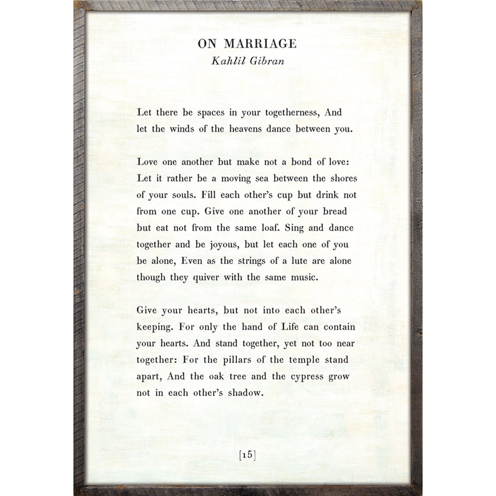 On Marriage - Poetry Collection Art Print-Art Print-17" x 25"-White-Grey Wood Frame-Jack and Jill Boutique