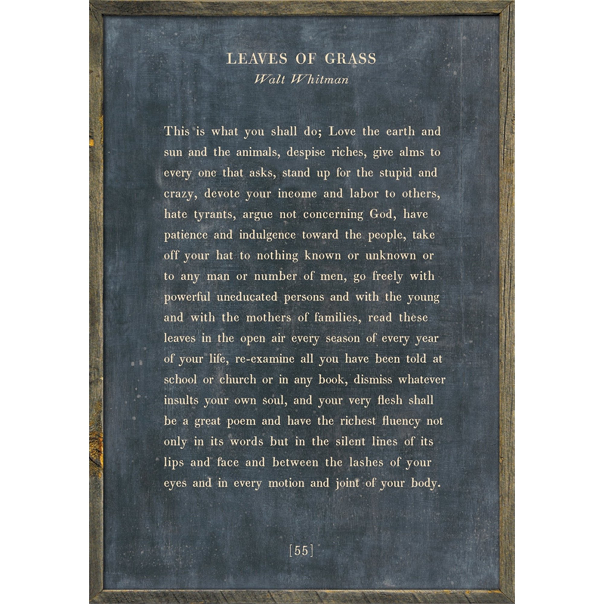 Leaves of Grass- Poetry Collection Art Print-Art Print-17" x 25"-Charcoal-Grey Wood Frame-Jack and Jill Boutique