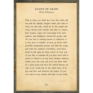 Leaves of Grass- Poetry Collection Art Print-Art Print-17" x 25"-Cream-Grey Wood Frame-Jack and Jill Boutique