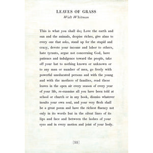 Leaves of Grass- Poetry Collection Art Print-Art Print-17" x 25"-White-Gallery Wrap-Jack and Jill Boutique