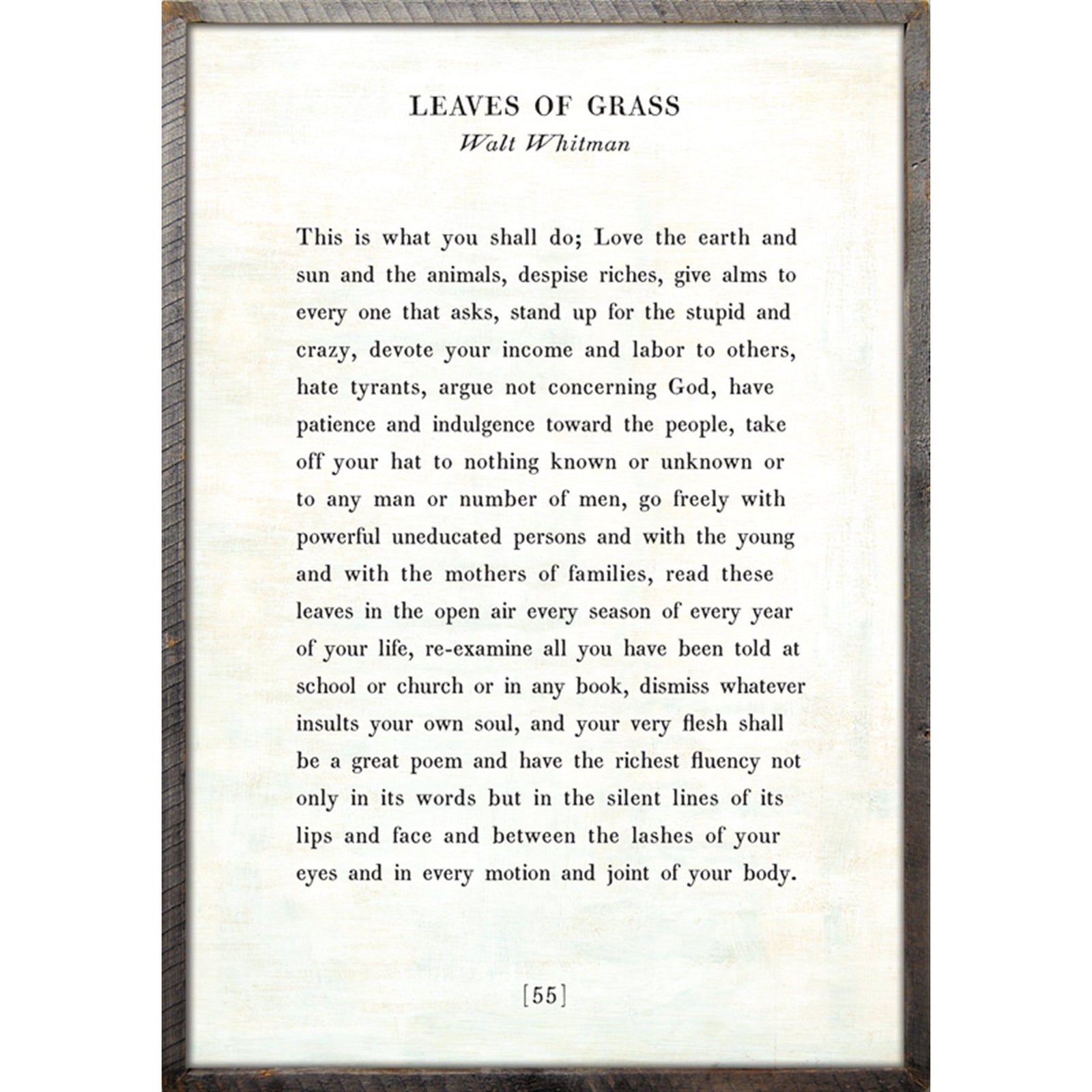 Leaves of Grass- Poetry Collection Art Print-Art Print-17" x 25"-White-Grey Wood Frame-Jack and Jill Boutique