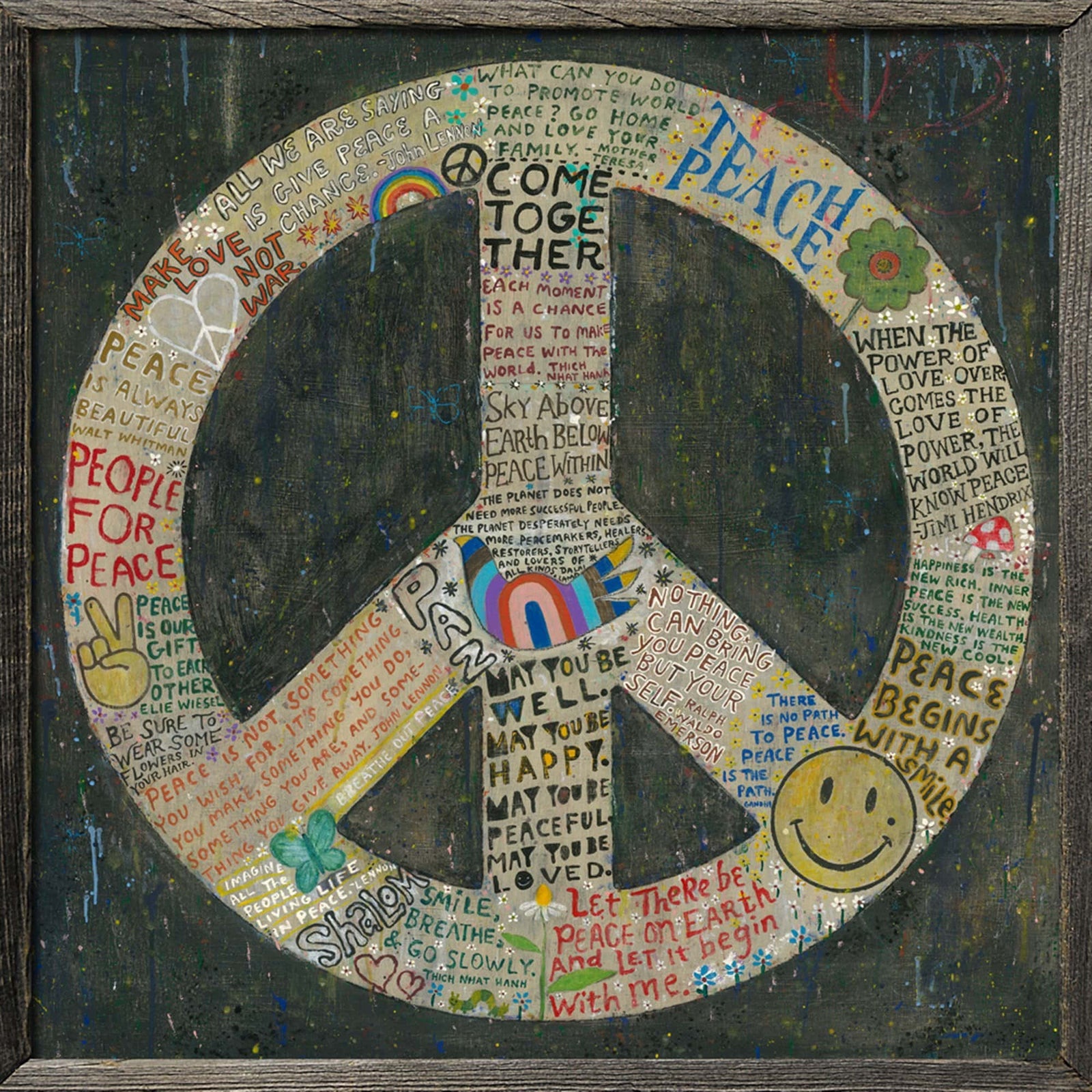 Art Print - Peace-Art Print-23" x 23"-Grey Wood-Jack and Jill Boutique