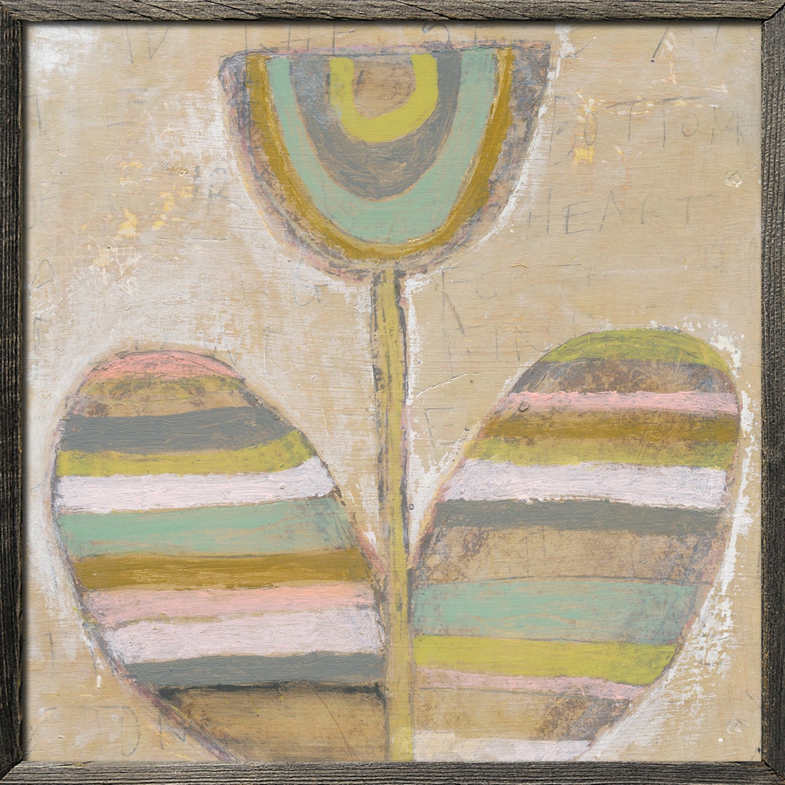 Art Print-Rainbow Flower-Art Print-23" x 23"-Grey Wood-Jack and Jill Boutique