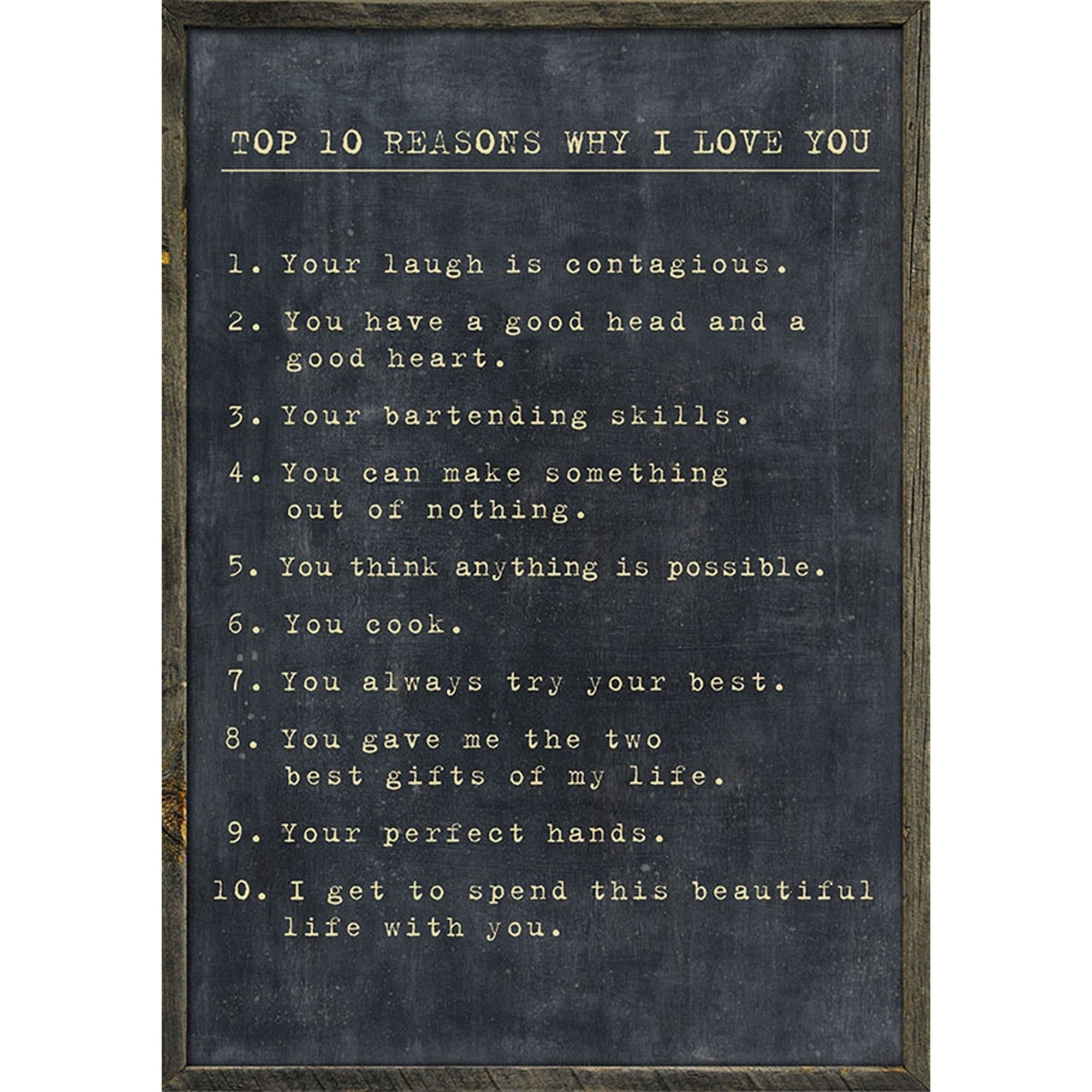ART PRINT - TOP 10 REASONS WHY I LOVE YOU - Custom reasons-Art Print-2' x 3'-Charcoal-Jack and Jill Boutique