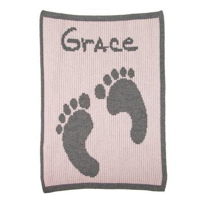 Baby Footprint &amp; Name Personalized Stroller Blanket or Baby Blanket-Blankets-Jack and Jill Boutique