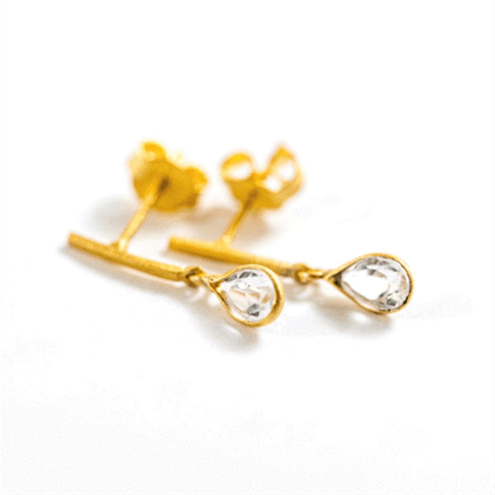 GOLD PLATED CRYSTAL DROP EARRINGS-Jewelry-Jack and Jill Boutique