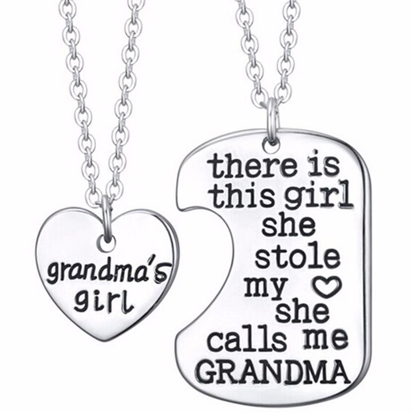 Grandma's girl heart pendant grandma's necklace pair-Jewelry-Jack and Jill Boutique