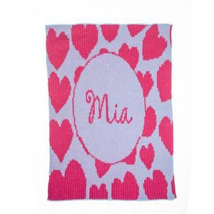 Heavenly Hearts & Name Personalized Stroller Blanket or Baby Blanket-Blankets-Jack and Jill Boutique