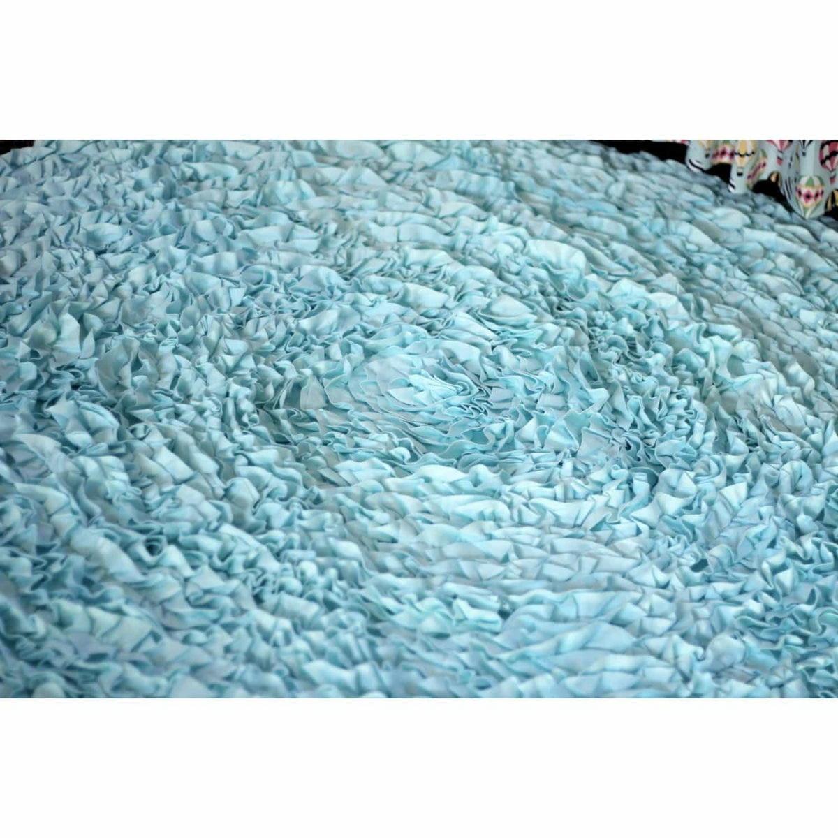 5 Ft Round Aqua Ruffle Rug - Nursery Rugs Clearance-Rugs-Jack and Jill Boutique