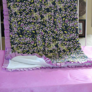 Blanket | Bougainvillea Lilac and Navy Floral Baby Bedding-Crib Blanket-Jack and Jill Boutique
