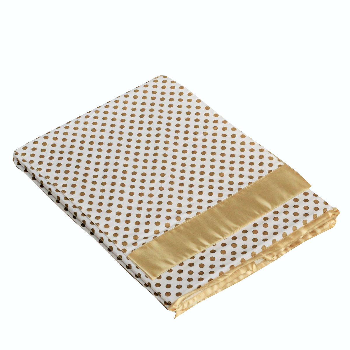 Metallic Fabric Collapsible Cotton Storage Basket or Bin with Gold Satin Highlights, Home Organizer Solution for Office, Bedroom, Closet, Toys, Laundry (Medium – 16x12x12"), Gold Small Dots Hamper-Hamper-Jack and Jill Boutique