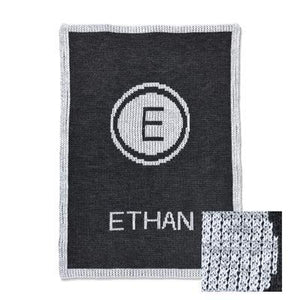 Metallic Initial Stamp and Name Personalized Stroller Blanket or Baby Blanket-Blankets-Jack and Jill Boutique