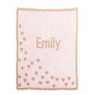 Metallic Sprinkled Hearts Personalized Stroller Blanket or Baby Blanket-Blankets-Jack and Jill Boutique