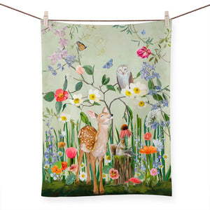 Springtime Friends - Fawn And Owl Tea Towels-Tea Towels-Jack and Jill Boutique