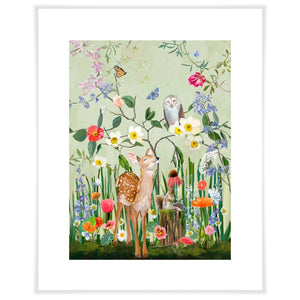 Springtime Friends - Fawn And Owl Art Prints-Art Prints-10.5x12.5-Unframed-Jack and Jill Boutique