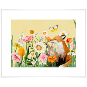 Springtime Friends - Fox And Bun Art Prints-Art Prints-12.5x10.5-Unframed-Jack and Jill Boutique