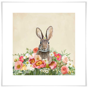 Springtime Bunny Garden Hare Art Prints-Art Prints-11.5x11.5-Unframed-Jack and Jill Boutique
