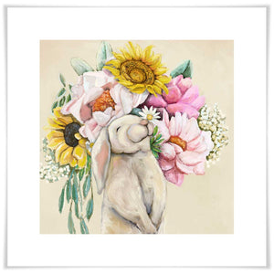 Springtime Bunny Bouquet Art Prints-Art Prints-11.5x11.5-Unframed-Jack and Jill Boutique