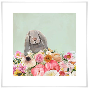 Springtime Bunny Floppy Eared Art Prints-Art Prints-11.5x11.5-Unframed-Jack and Jill Boutique