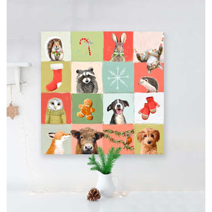 Holiday - Patchwork Animals Canvas Wall Art-Canvas Wall Art-14x14-Jack and Jill Boutique