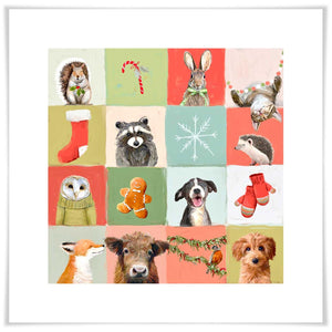 Holiday - Patchwork Animals Art Prints-Art Prints-11.5x11.5-Unframed-Jack and Jill Boutique