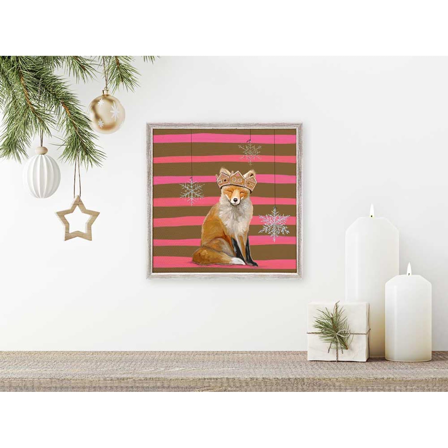 Holiday - Gingerbread Fox Mini Framed Canvas-Mini Framed Canvas-Jack and Jill Boutique