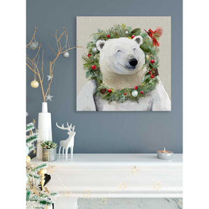 Holiday - Polar Bear Wreath Canvas Wall Art-Canvas Wall Art-14x14-Jack and Jill Boutique