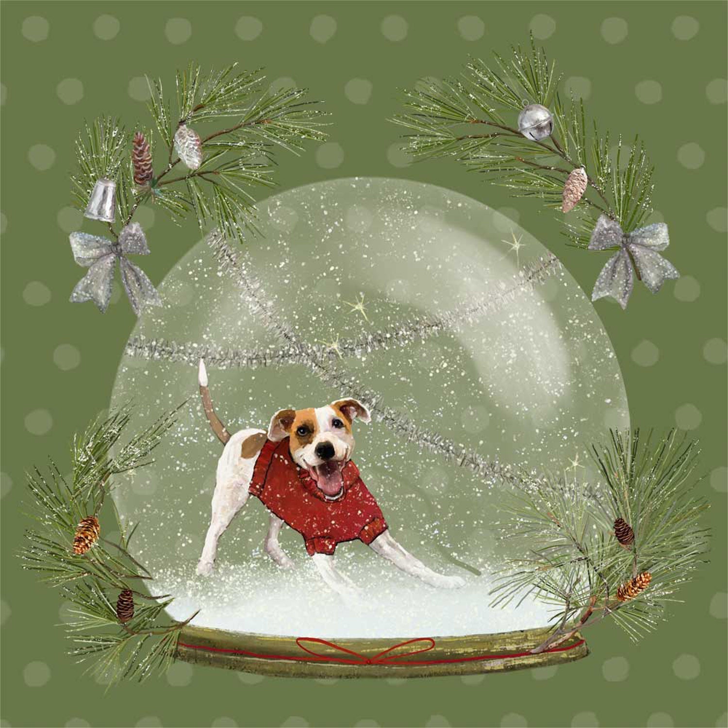 Holiday - Snow Globe - Brown White Dog Canvas Wall Art-Canvas Wall Art-10x10-Jack and Jill Boutique